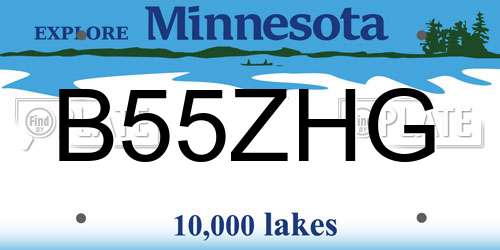 B55ZHG Minnesota License Plate