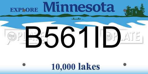 B561ID Minnesota License Plate