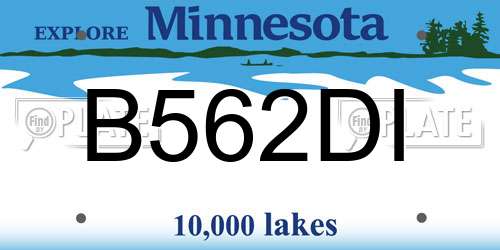 B562DI Minnesota License Plate