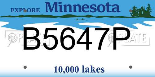 B5647P Minnesota License Plate