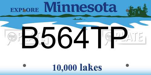 B564TP Minnesota License Plate