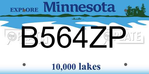 B564ZP Minnesota License Plate