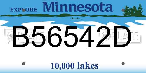 B56542D Minnesota License Plate