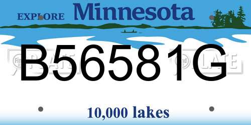 B56581G Minnesota License Plate