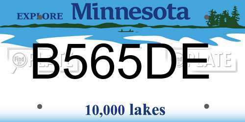 B565DE Minnesota License Plate