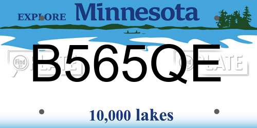 B565QE Minnesota License Plate