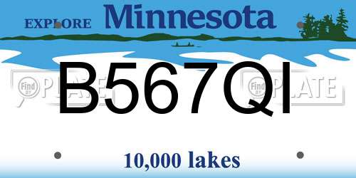 B567QI Minnesota License Plate