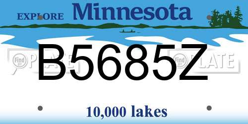 B5685Z Minnesota License Plate