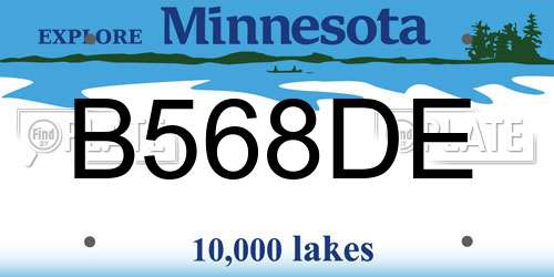 B568DE Minnesota License Plate