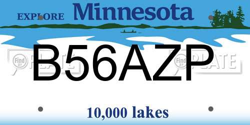 B56AZP Minnesota License Plate
