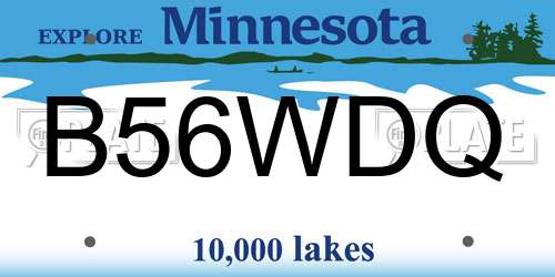 B56WDQ Minnesota License Plate
