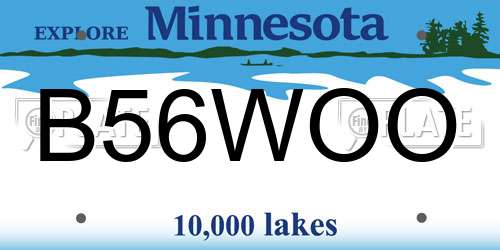 B56WOO Minnesota License Plate