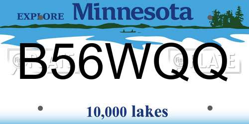 B56WQQ Minnesota License Plate
