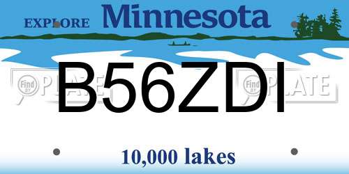 B56ZDI Minnesota License Plate