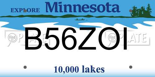 B56ZOI Minnesota License Plate