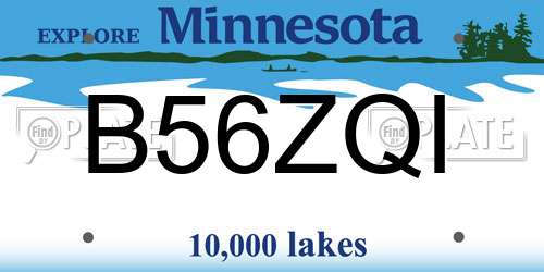 B56ZQI Minnesota License Plate