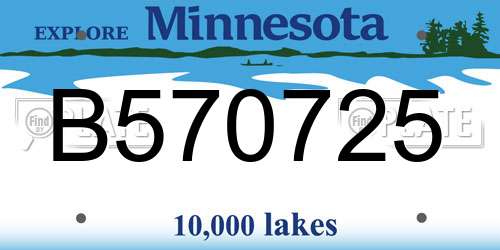 B570725 Minnesota License Plate