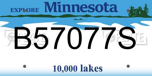 B57077S Minnesota License Plate