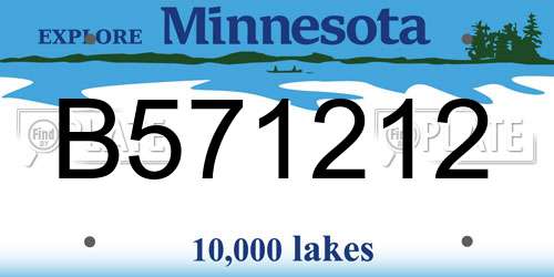 B571212 Minnesota License Plate
