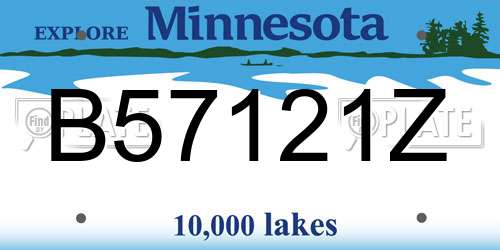 B57121Z Minnesota License Plate