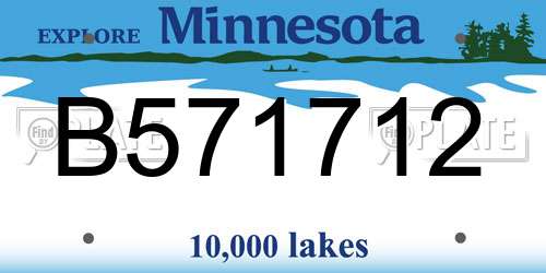 B571712 Minnesota License Plate