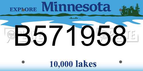 B571958 Minnesota License Plate