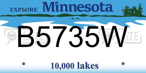 B5735W Minnesota License Plate