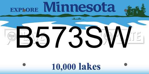 B573SW Minnesota License Plate