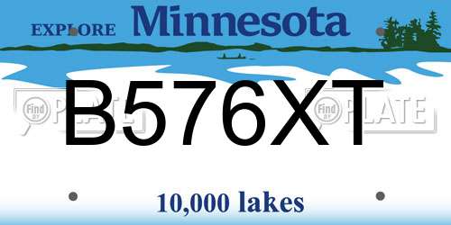 B576XT Minnesota License Plate