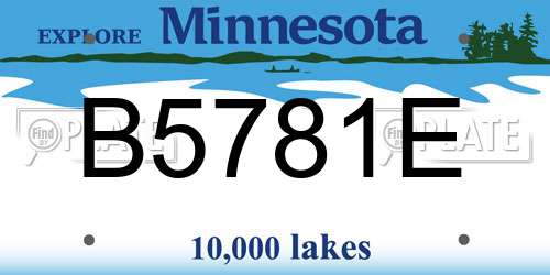 B5781E Minnesota License Plate