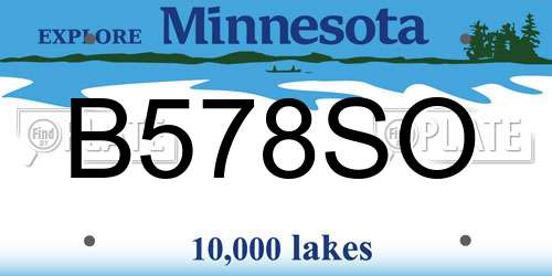 B578SO Minnesota License Plate