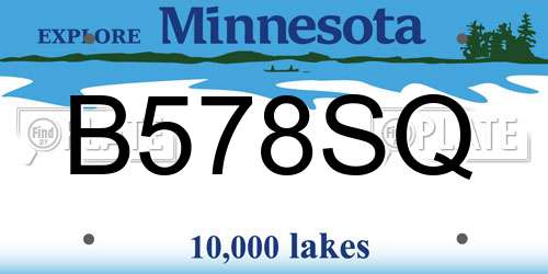 B578SQ Minnesota License Plate