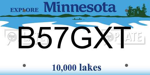 B57GXT Minnesota License Plate