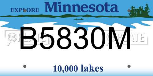 B5830M Minnesota License Plate