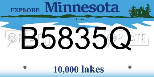 B5835Q Minnesota License Plate
