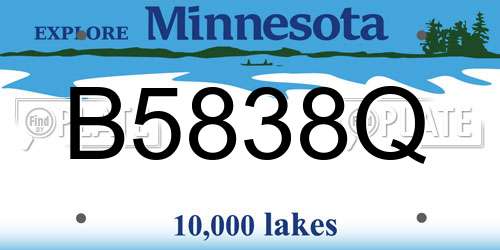 B5838Q Minnesota License Plate