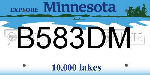 B583DM Minnesota License Plate