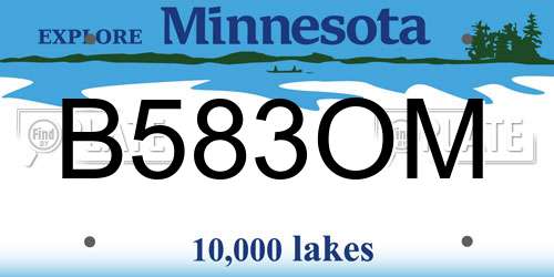 B583OM Minnesota License Plate