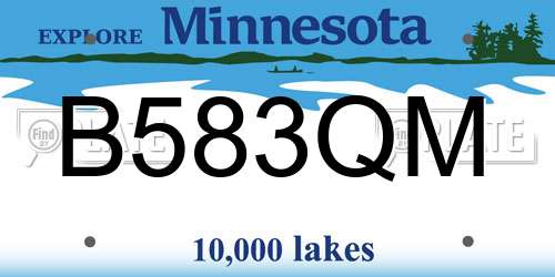B583QM Minnesota License Plate