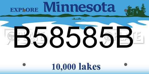 B58585B Minnesota License Plate