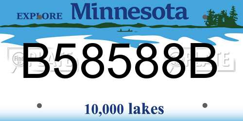 B58588B Minnesota License Plate