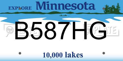 B587HG Minnesota License Plate