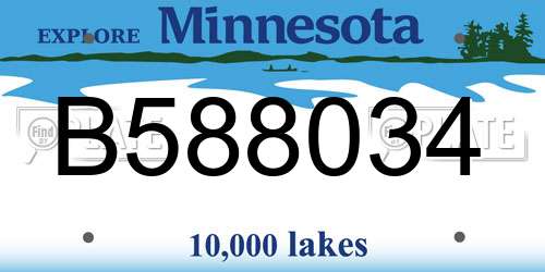 B588034 Minnesota License Plate