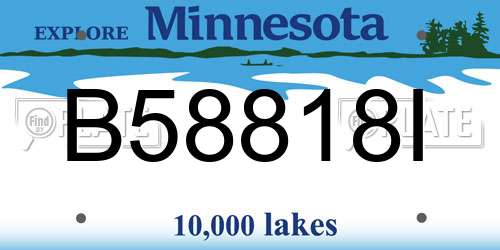 B58818I Minnesota License Plate