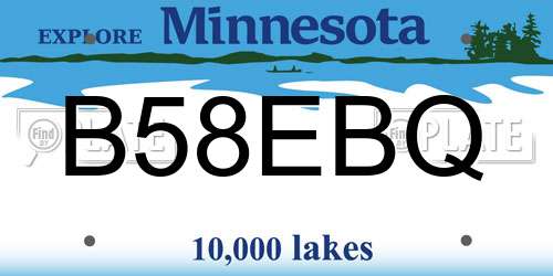 B58EBQ Minnesota License Plate