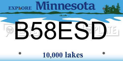 B58ESD Minnesota License Plate