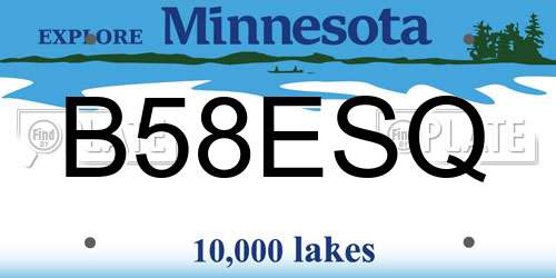 B58ESQ Minnesota License Plate