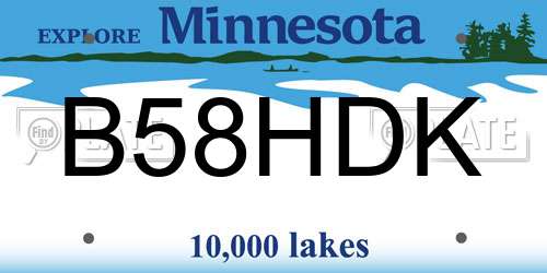 B58HDK Minnesota License Plate