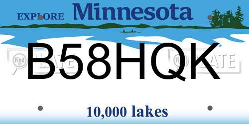B58HQK Minnesota License Plate