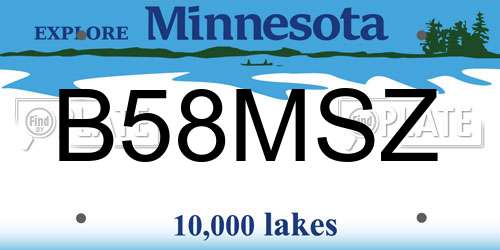 B58MSZ Minnesota License Plate